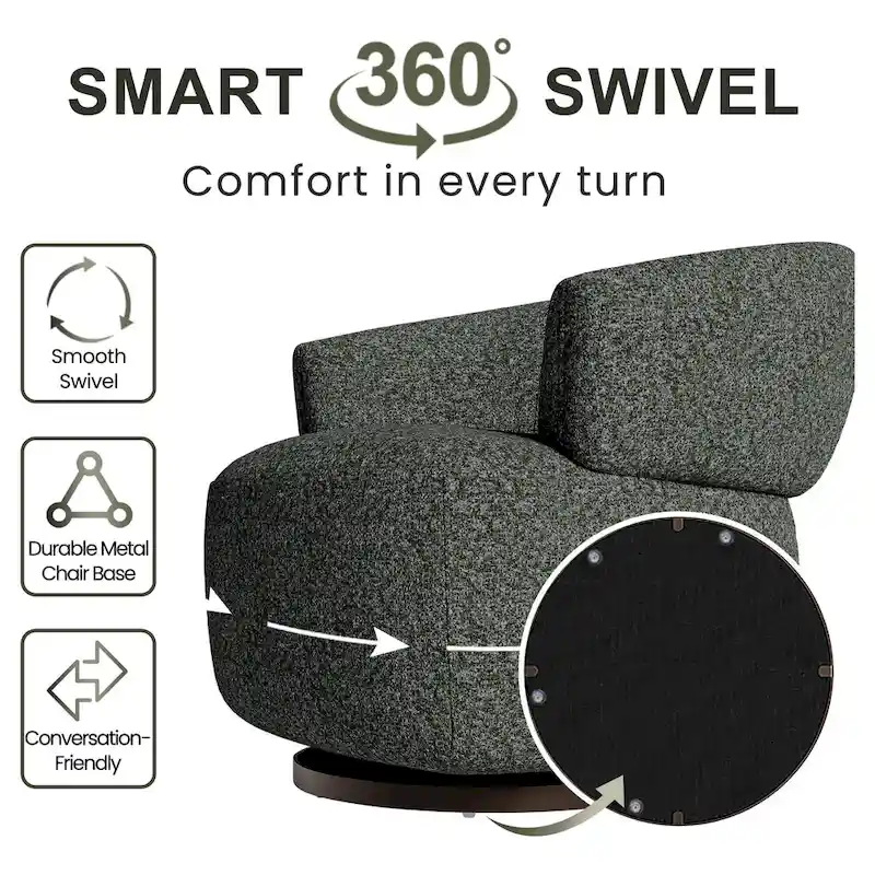 Fully Assembled Upholstered Swivel Barrel Chair
