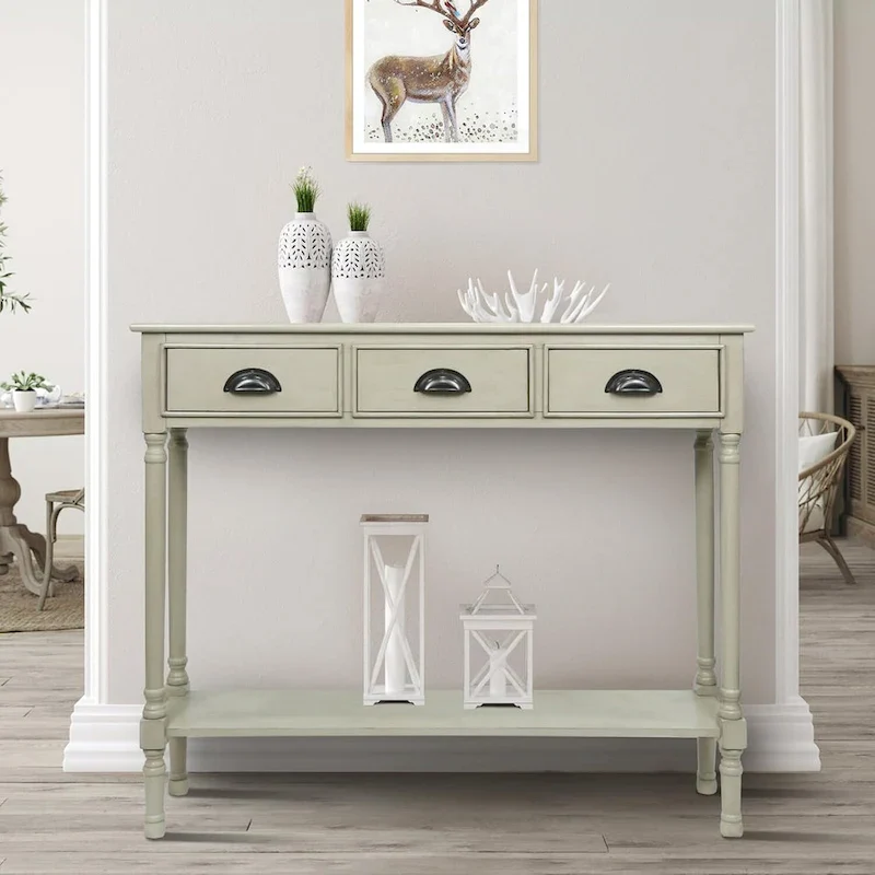 Wood 3-drawer Console Hallway Table