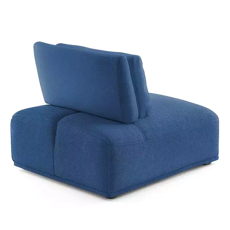 Blue Chenille Armless Recliner Chair, 1-Seat