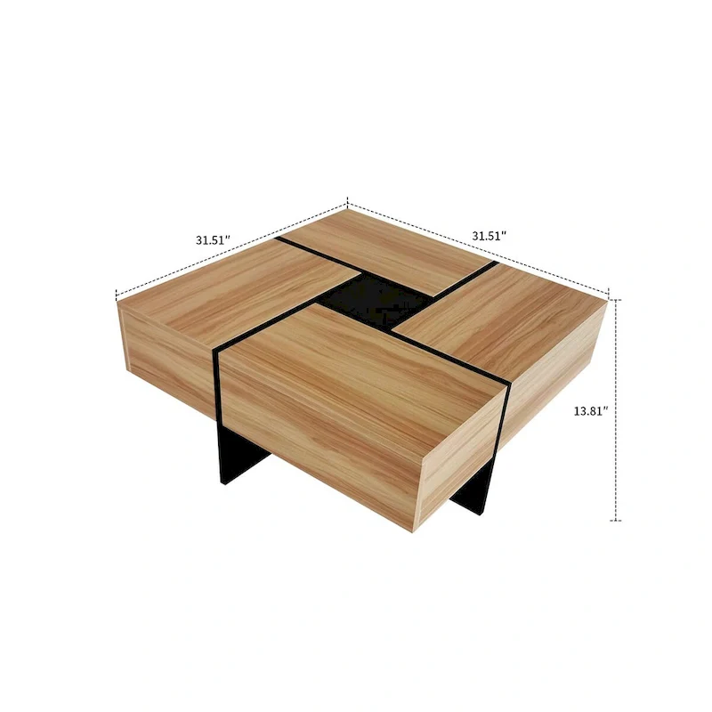 Unique Stylish Wooden Coffee Table with Sliding Extended Table Top