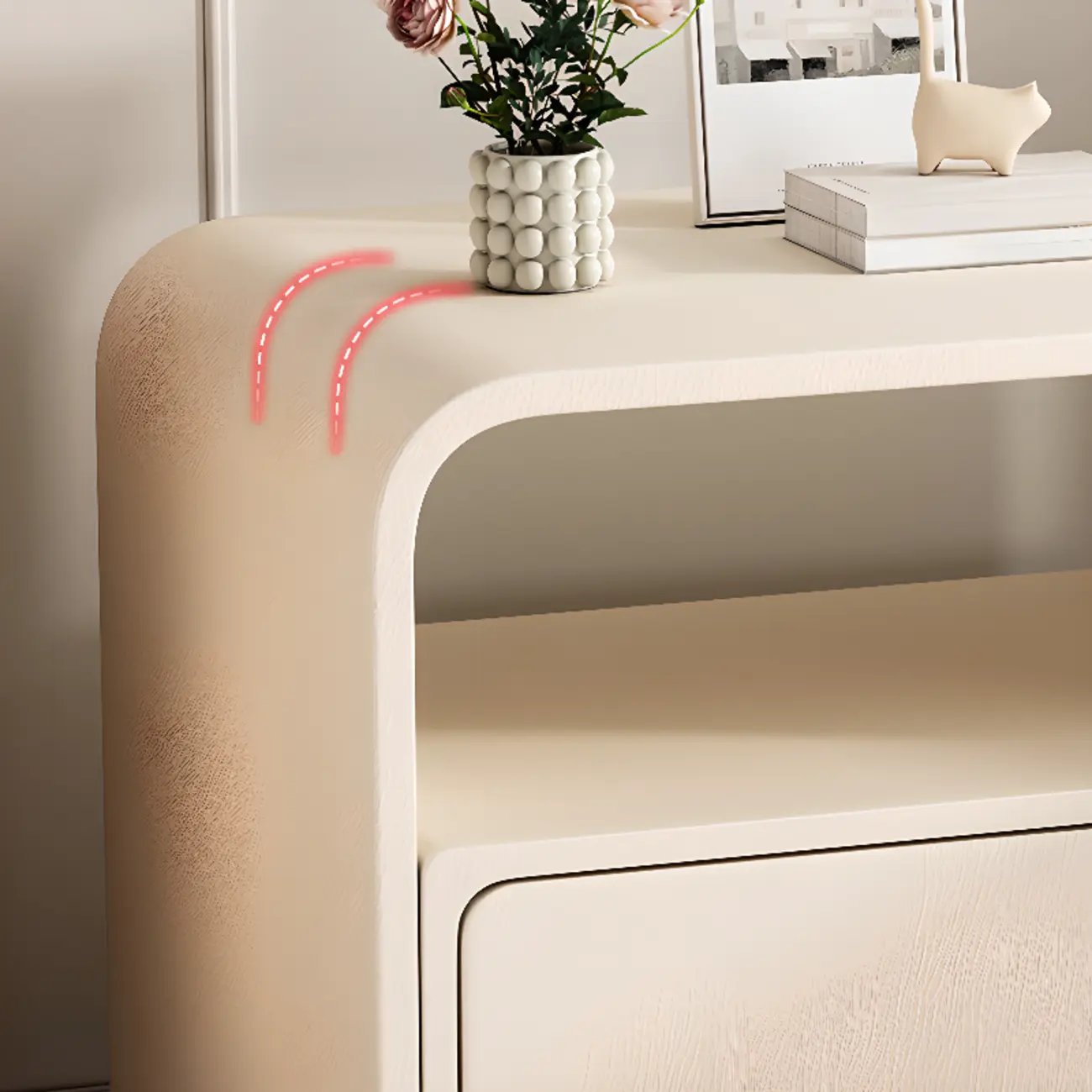 Elegant Modern White Faux Leather Wood Drawer Nightstand