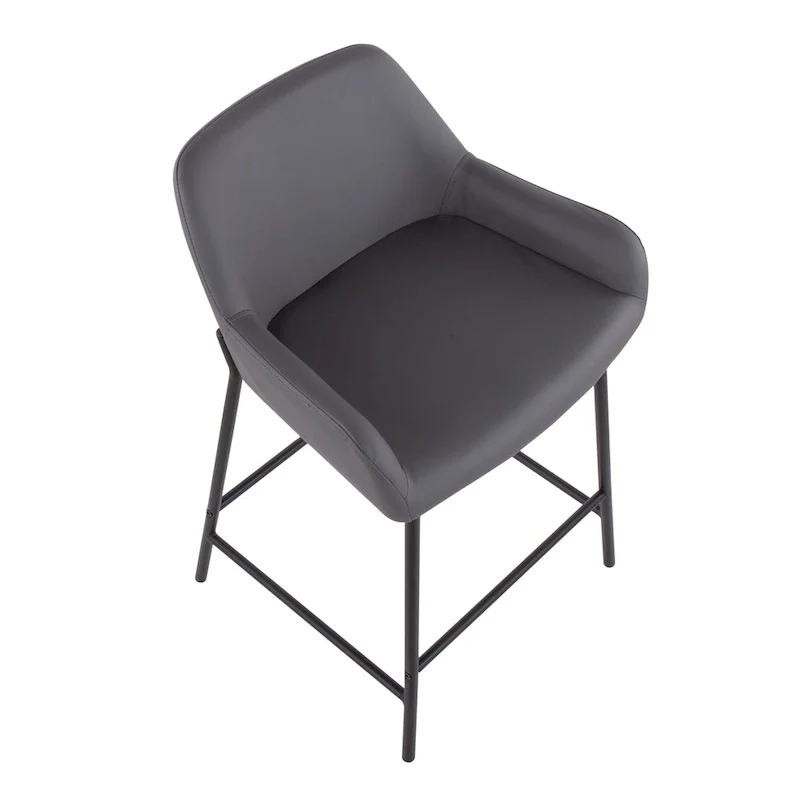 Galotti Black Fixed-Height Upholstered Counter Stool - Set of 2