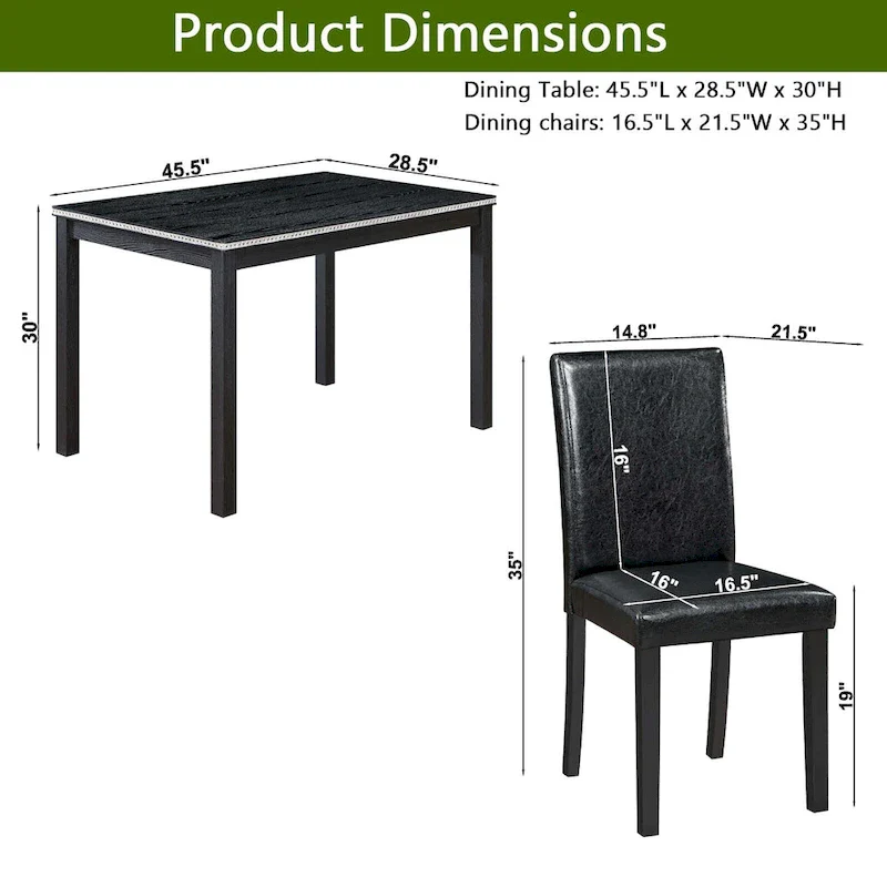 5 Piece Wooden Dining Table Set, Kitchen Table Set with a Rectangular Table and 4 Upholstered Chairs