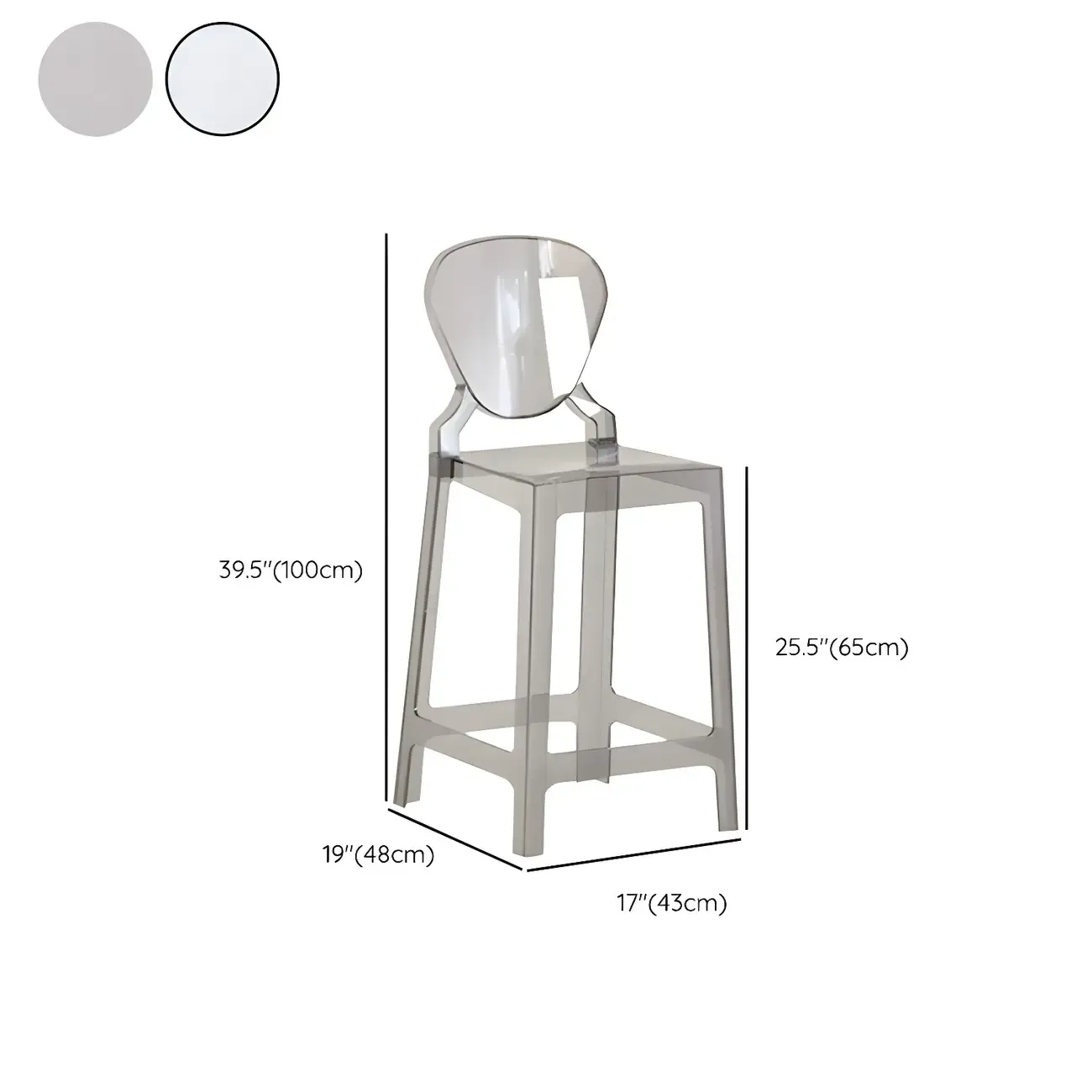 Modern Acrylic Smooth Elegant Circular Backrest Bar Stool