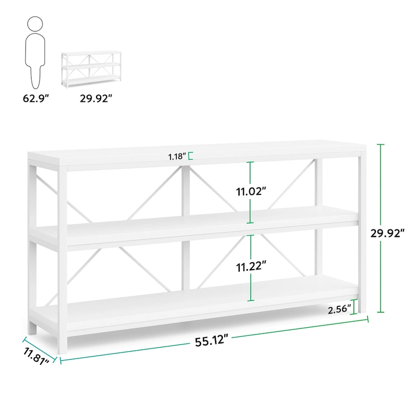 Sofa Console Table, 3 Tiers TV Console Stand, Entryway Table