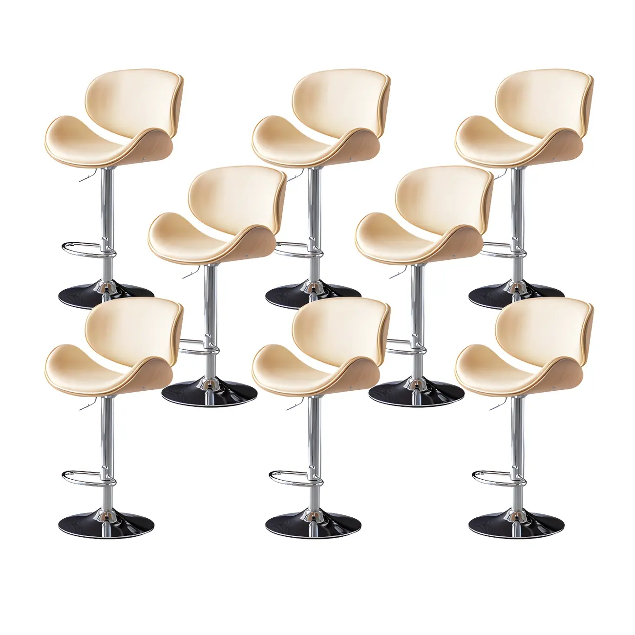 Arched Blackish Green Leather Swivel Adjustable Bar Stool