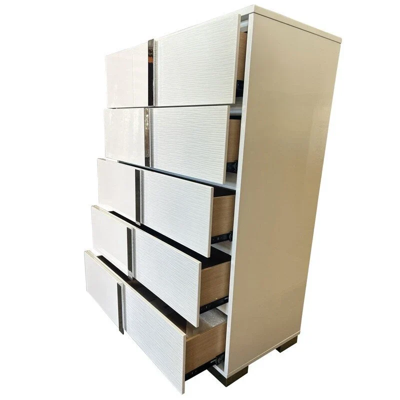 Best Quality Furniture B750 White Lacquer with LED Bedroom Set