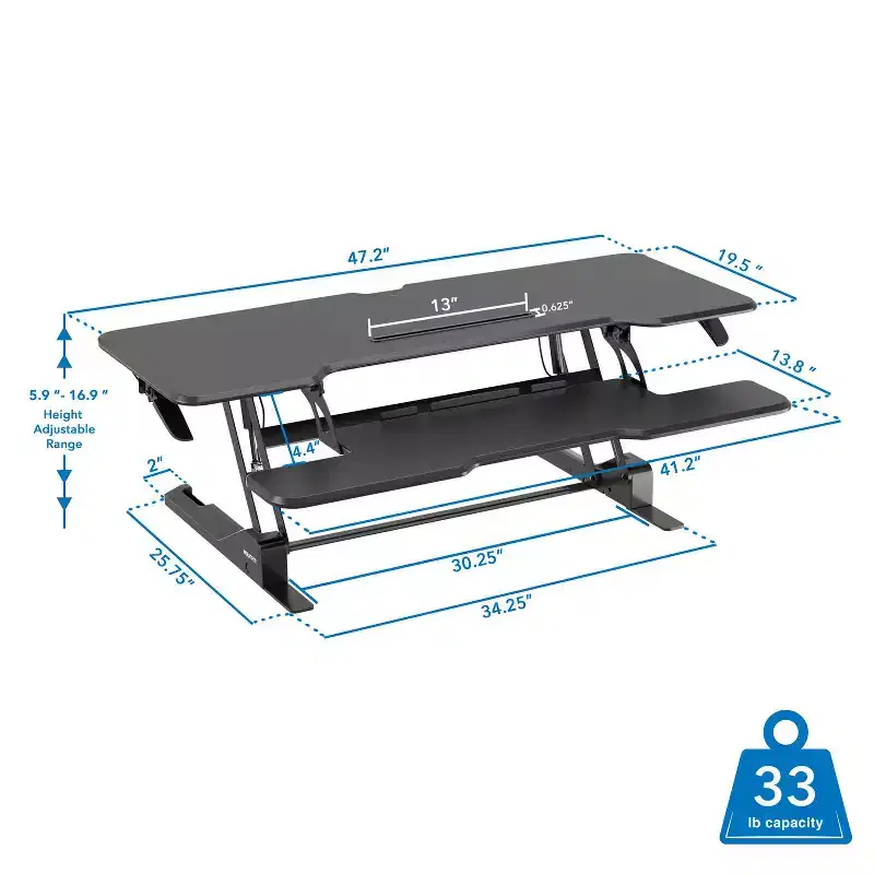 Black 2-Person Wide Standing Desk Converter, Sit-Stand Style