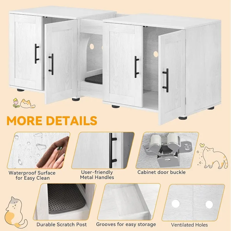 Intimate Double-Room Cat Litter Cabinet Furniture