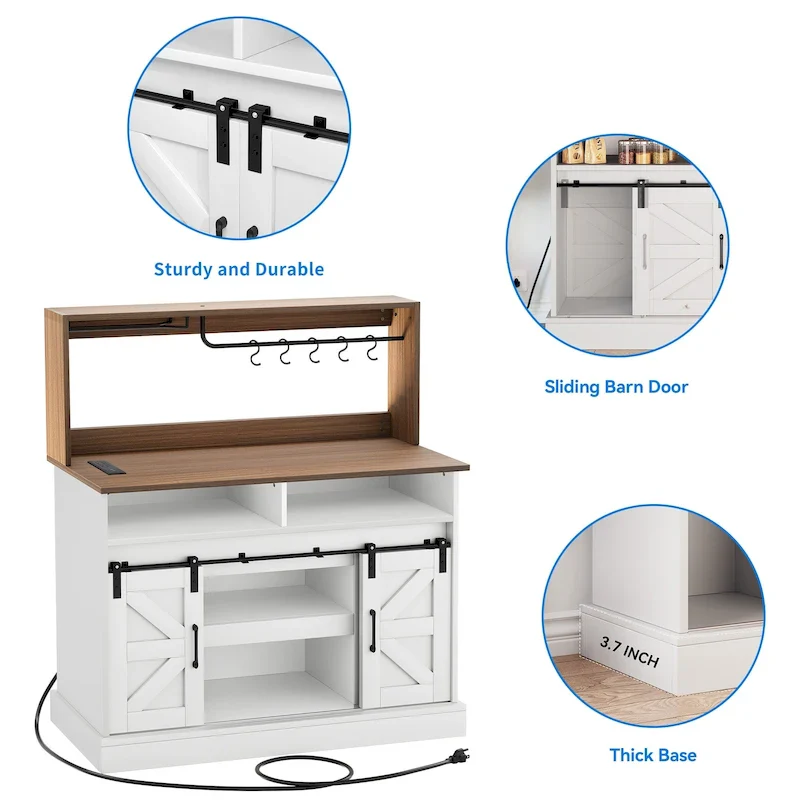 Farmhouse Coffee Bar Cabinet - 15.1D x 47.2W x 51.5H