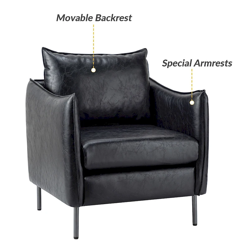 Jaime Modern Vegan Leather Accent Chair with removable Cushion by HULALA HOME