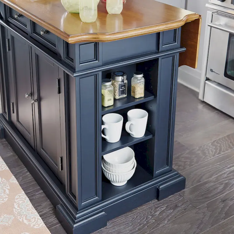 Warwick Black Distressed Oak Kitchen Island