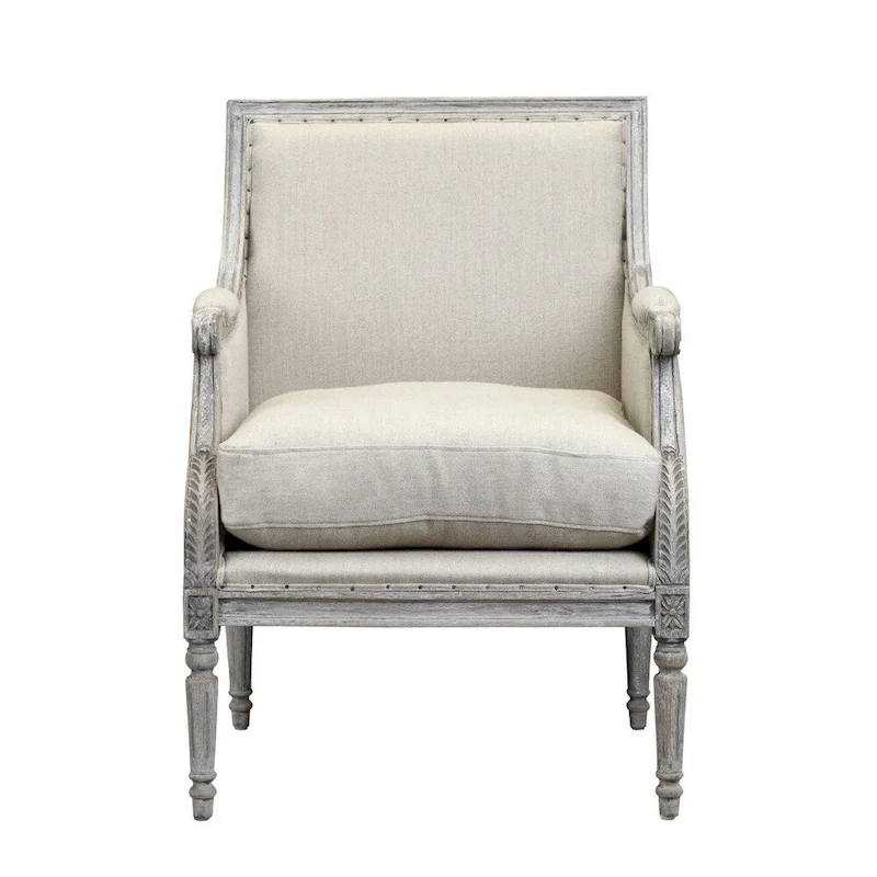 Burnham Home Designs Prentice Collection Off White Wood Arm Chair