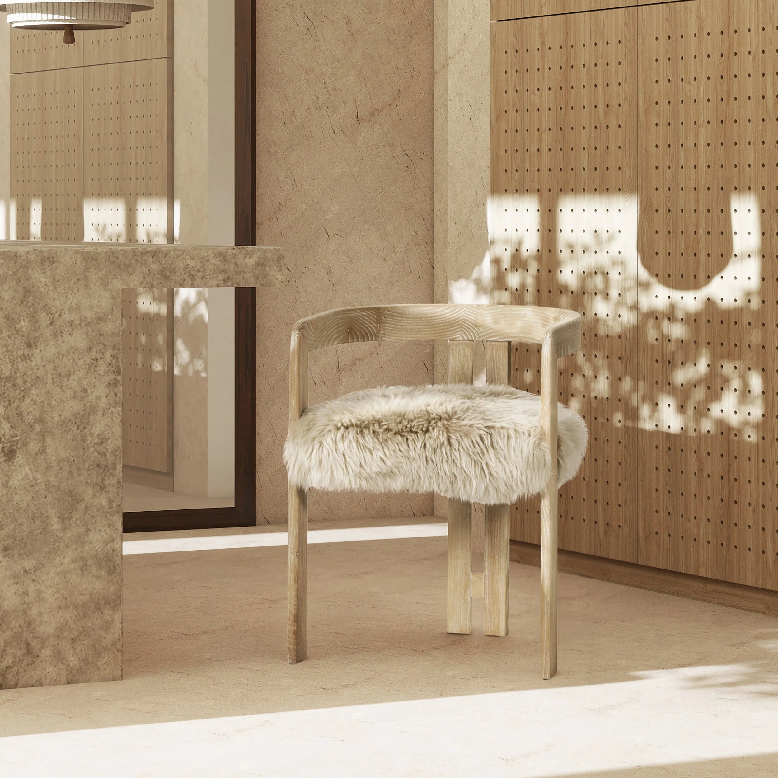 Millwick 21' Low Back Genuine Fur Dining Chair