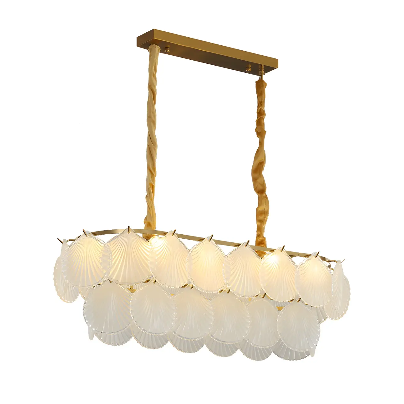 Modern Gold Glass Island Chandelier with 8 Lights