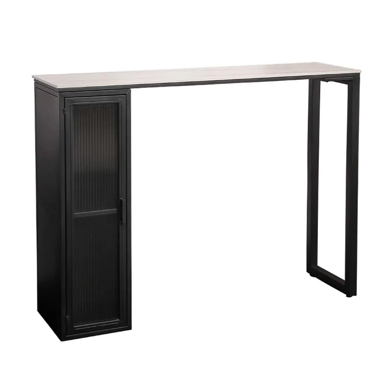 Modern Black Metal Fixed Top Storage Bar Tables