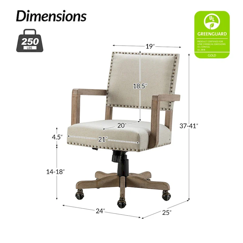 Mid-Back Swivel Height-Adjustable Task Chair with Nailhead Trim