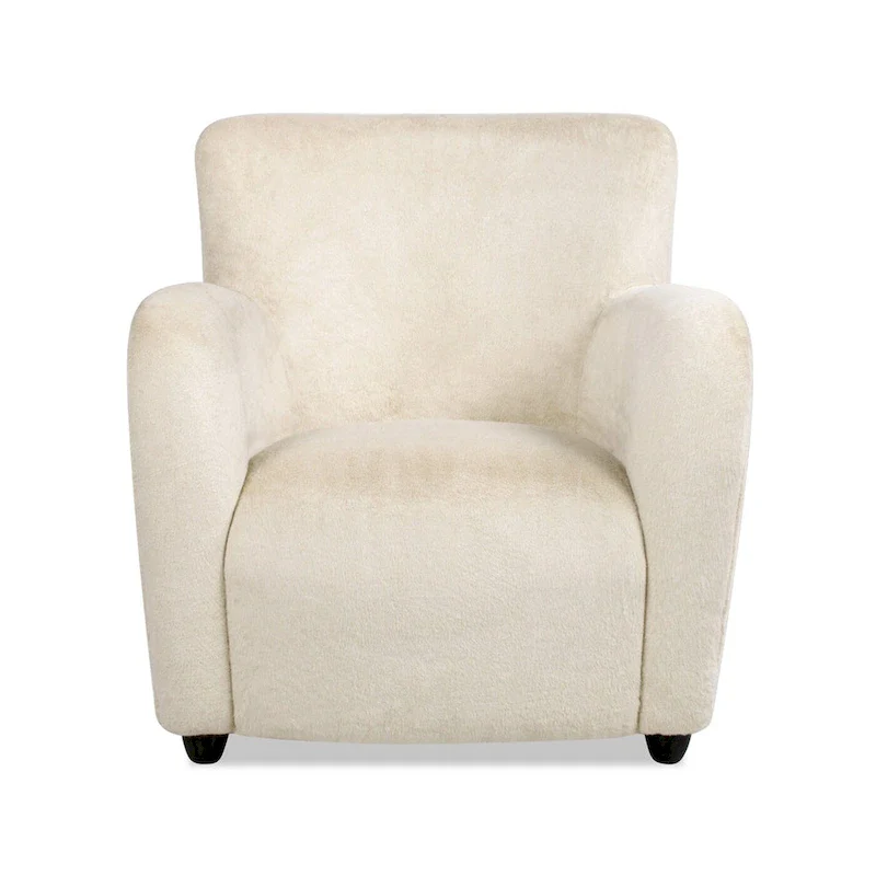 32 Transitional Faux Fur Upholstered Curved Arm Accent Chair