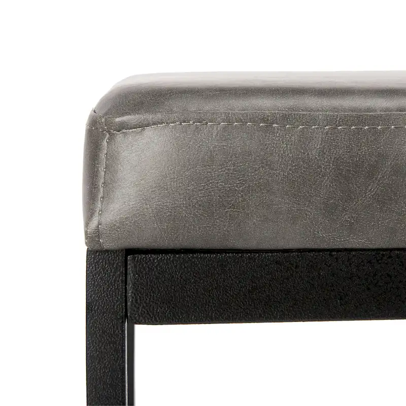 Grey / Brown Faux Leather Bench with Black Metal Legs