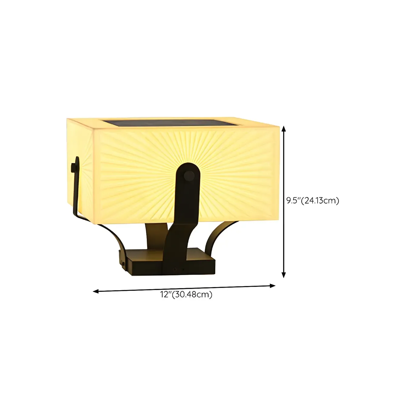 Black Elegant Bracket Post Cap Light with Beige Cubic Shade