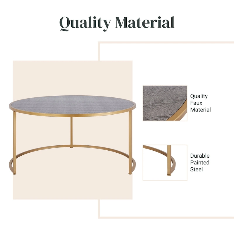 Anza Faux Shagreen Nesting Coffee Table Set of 2