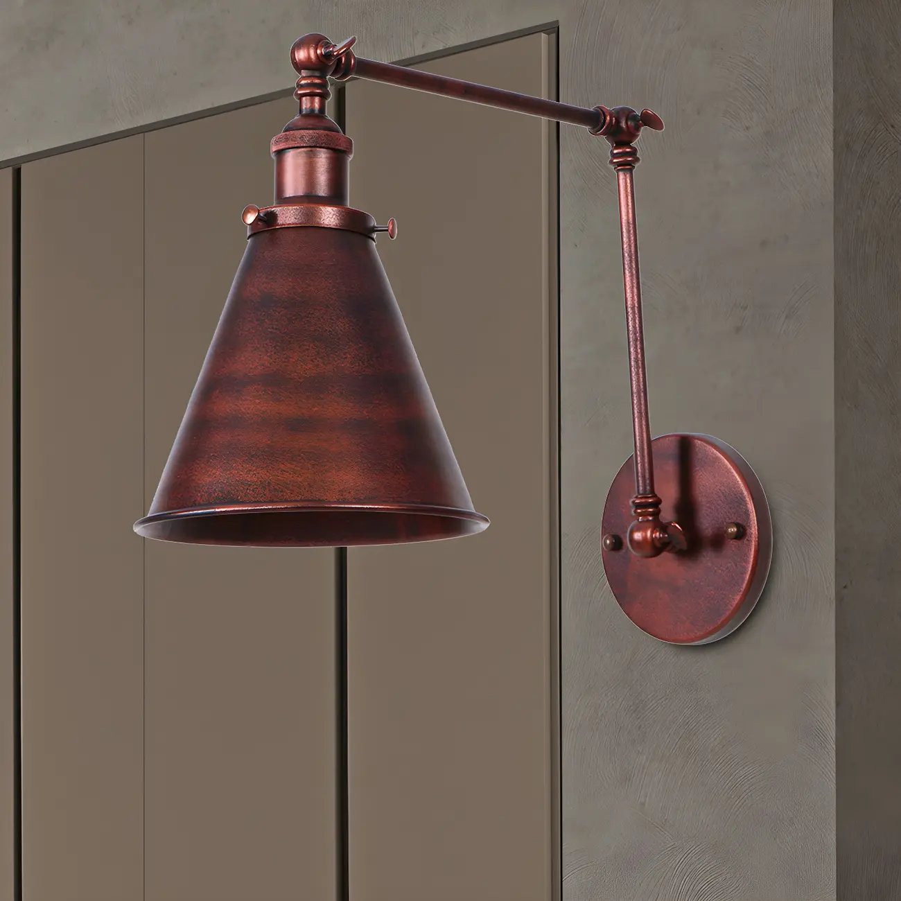 Industrial Metal Cone Swing Arm Wall Light