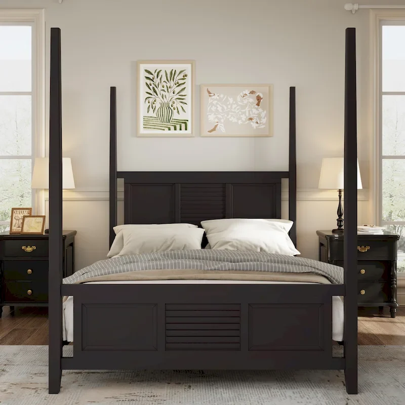 Queen Solid Pine Four Poster Bed with 75 Tall Frame