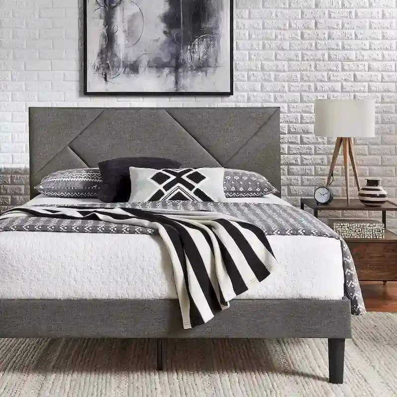 Allenspark Upholstered Platform Bed with Geometric Headboard by iNSPIRE Q Classic