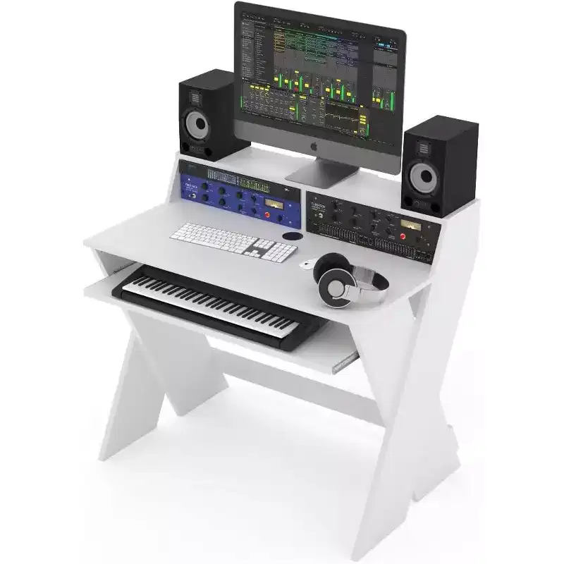 Professional Studio Workstation with Pull-out Keyboard Compartment (White)