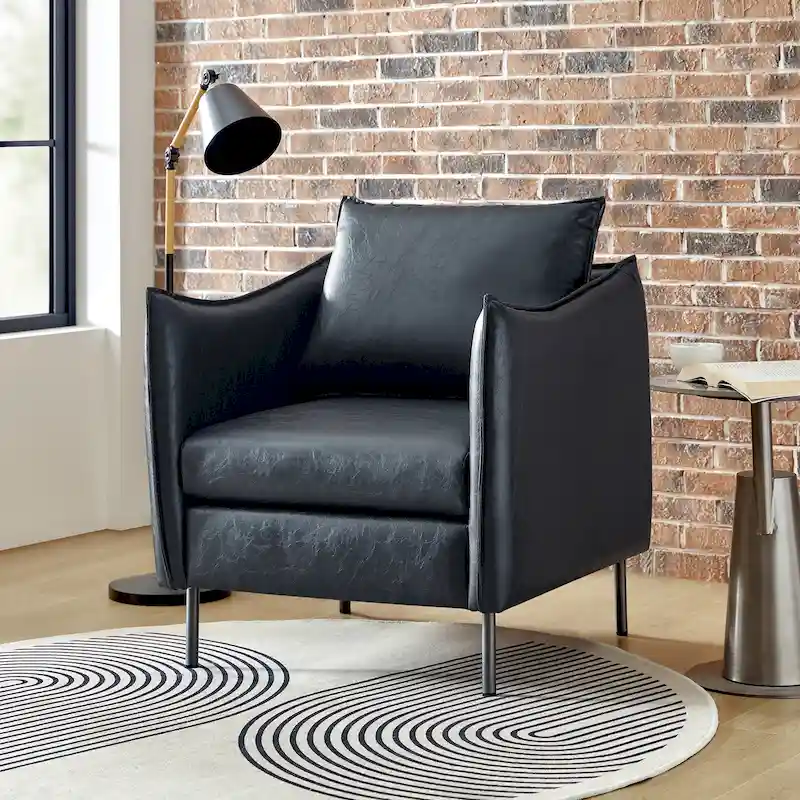 Jaime Modern Vegan Leather Accent Chair with removable Cushion by HULALA HOME