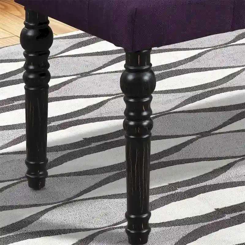 Fabric Tufted Turned Leg Dining Bench