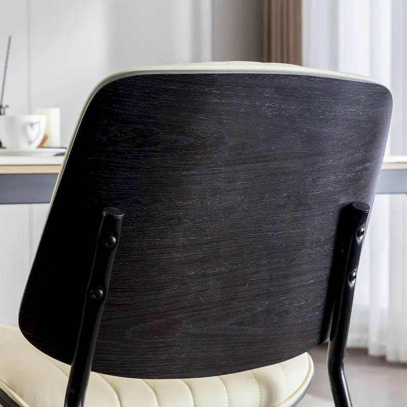 Retro Linen Dining Chairs Set of 2, Bentwood Back with Metal Legs