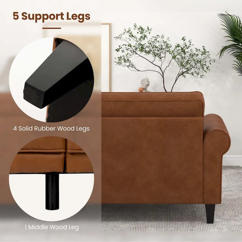 Costway Modern Sofa Couch PU Leather 81.5 3-Seater with 2 Back - See Details