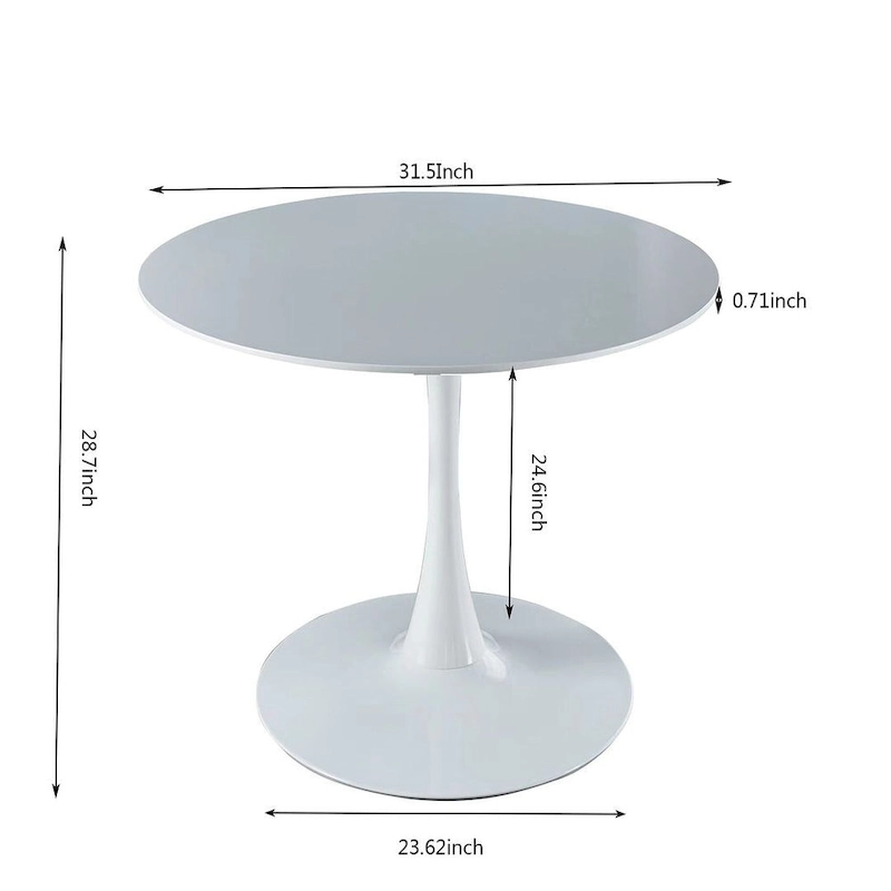 Round Dining Table with 4 Teddy Plush Fabric Chairs