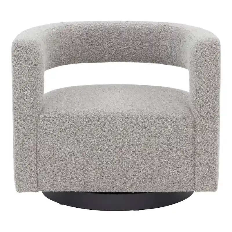 Upholstered Swivel Chair with Cut-Out Back