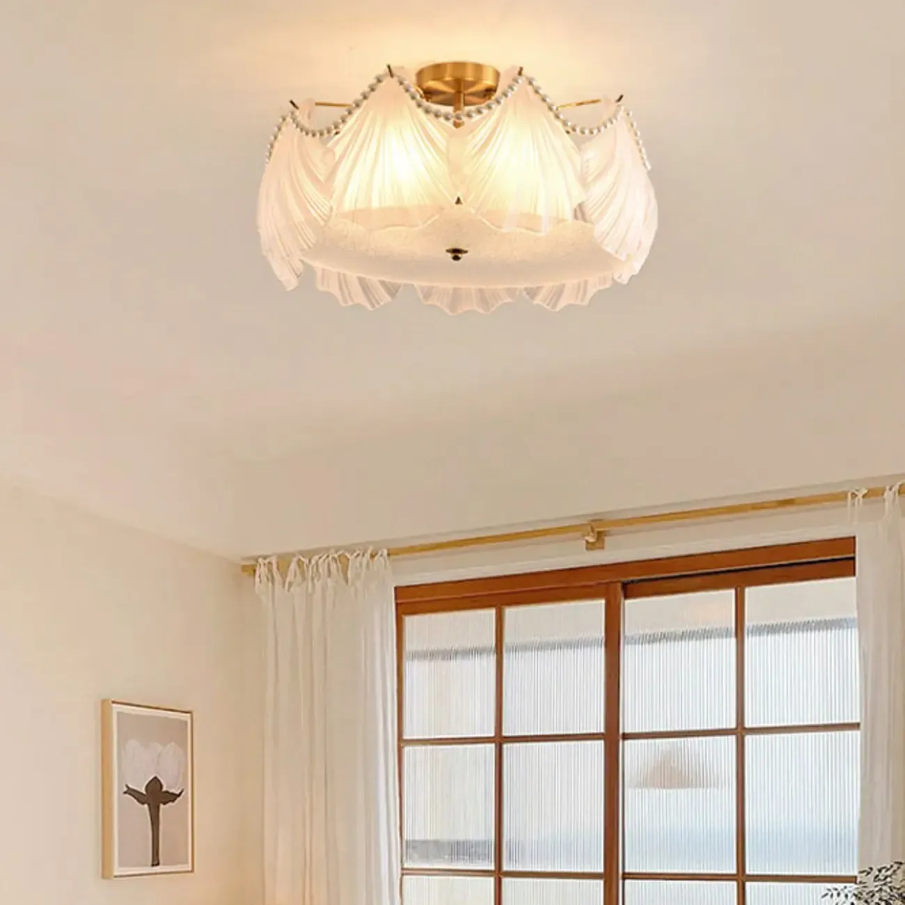 Luxury Living Room Ceiling Light with Glass Shell Shade