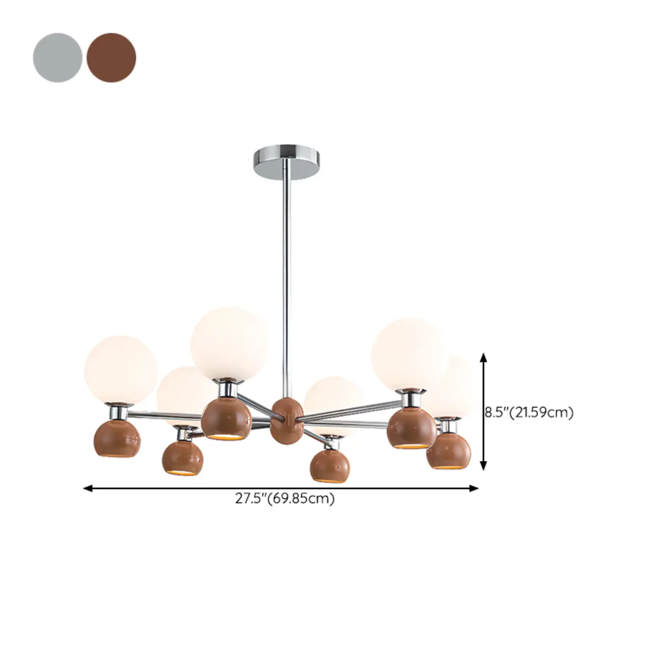 Modern Style White Globe Chandelier with Metal Frame