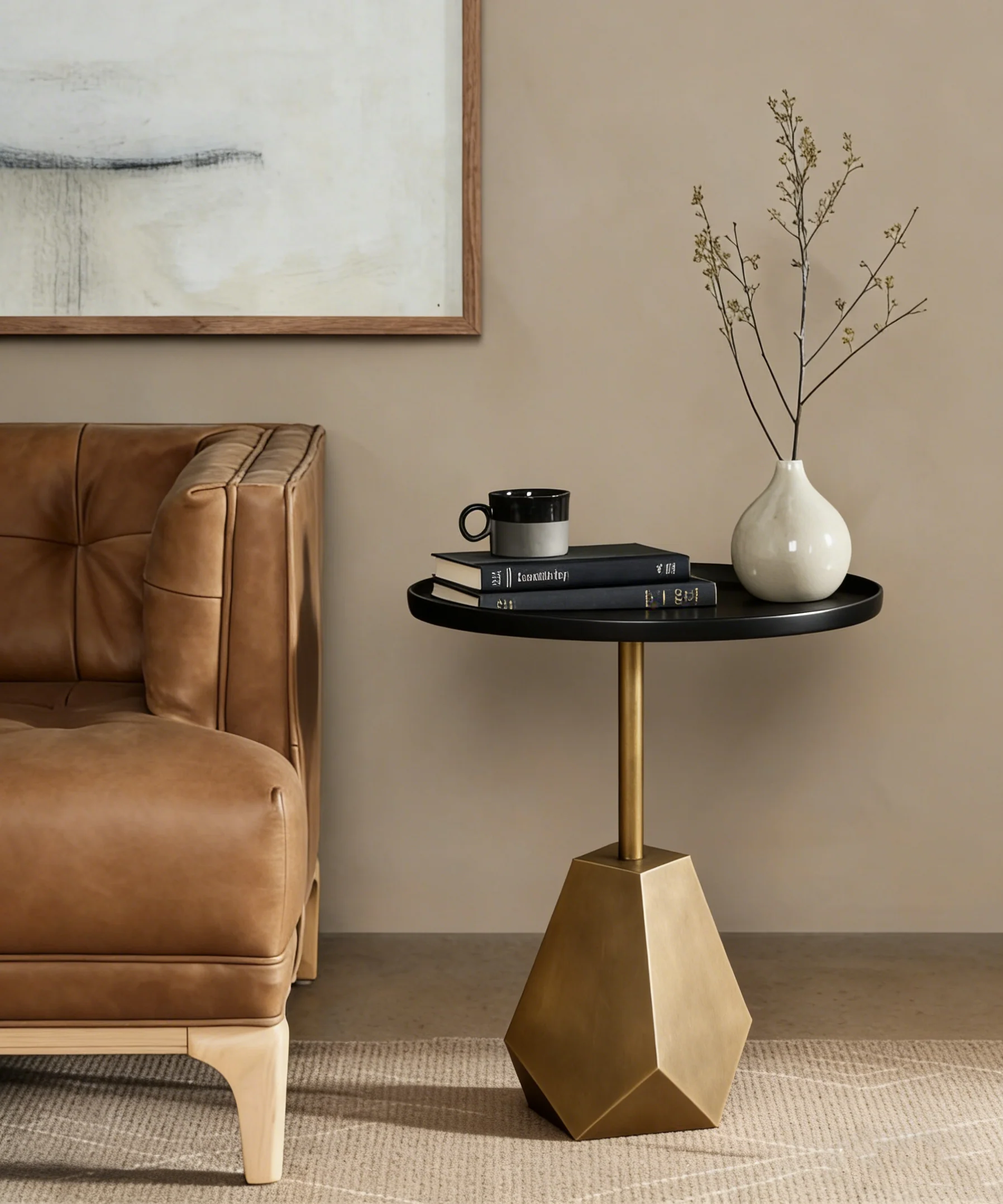 Bronze & Black Glass Geometric Accent Table (14