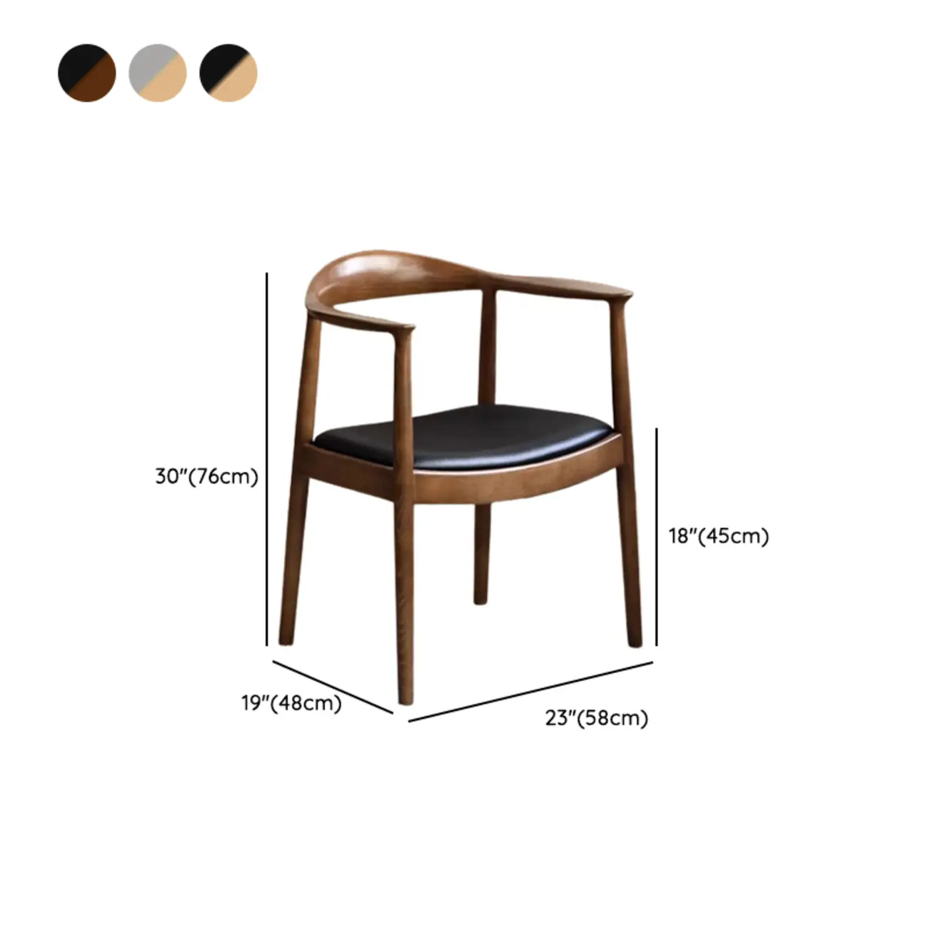 Scandinavian Curved Wood Woven Seat Armrest Dining Chair