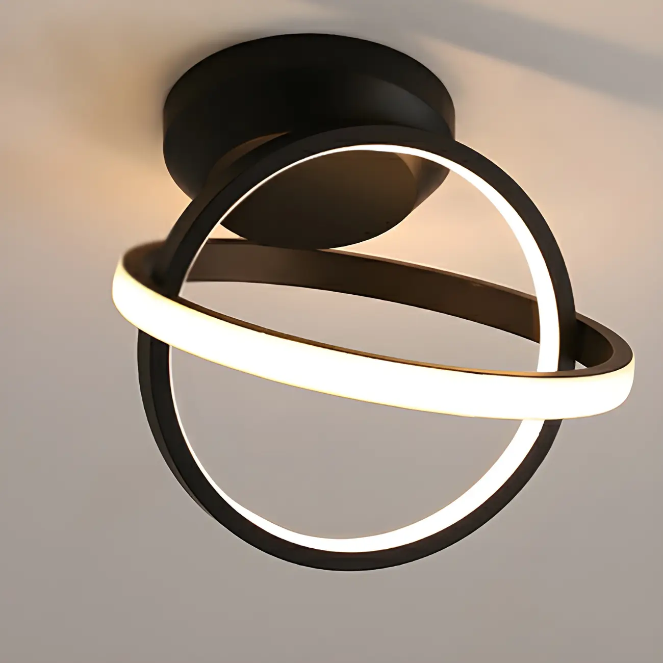 Mini Cross Ring Hallway Dimmable Semi Flush LED Ceiling Light