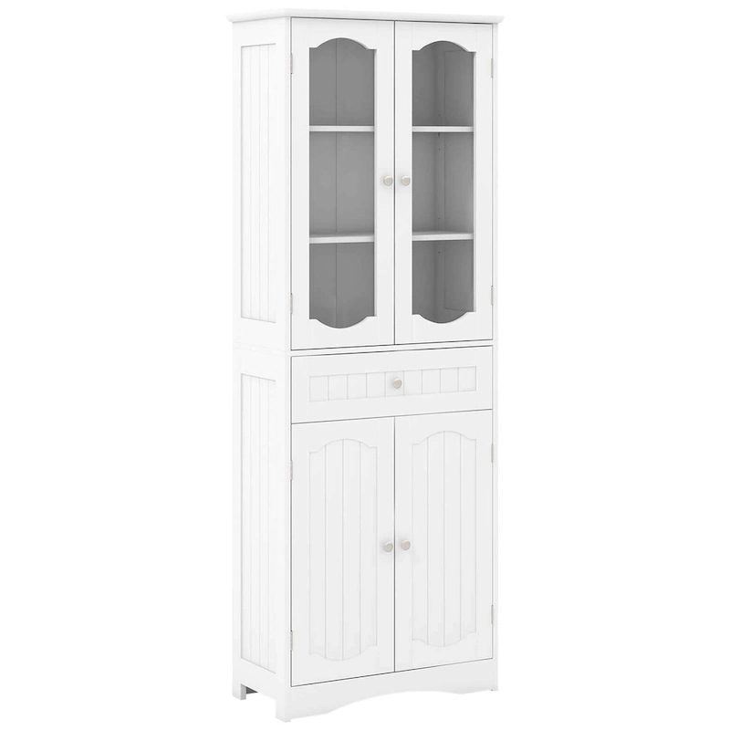 Costway 63 Tall Bathroom Cabinet with Tempered Glass Doors Adjustable - See Details