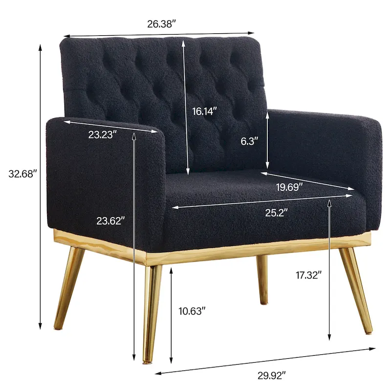 HOMYKA Sherpa Accent Chair Button Tufted Upholstered Linen Velvet Modern Armchair