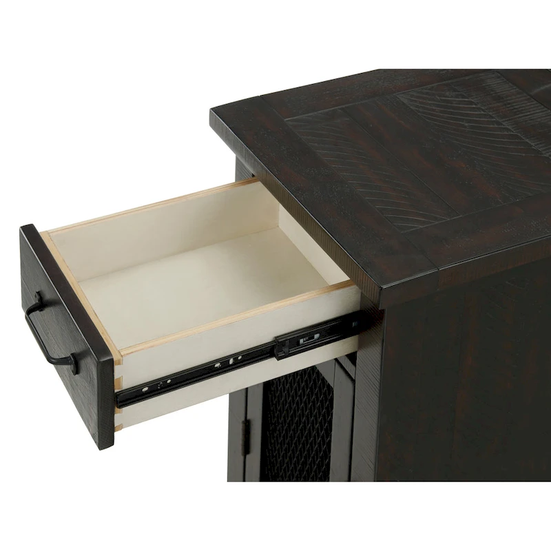 Rustic Solid Wood Chairside End Table with Hidden Charging Station