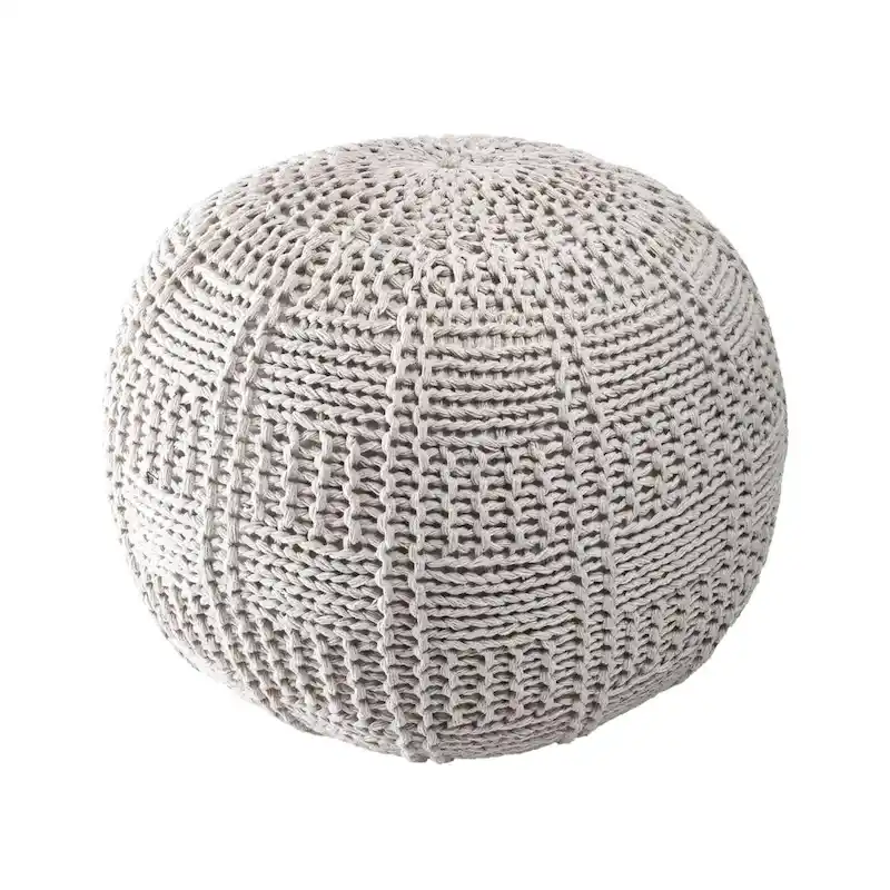 Nuloom Casual Knitted Cotton Basketweave Pouf