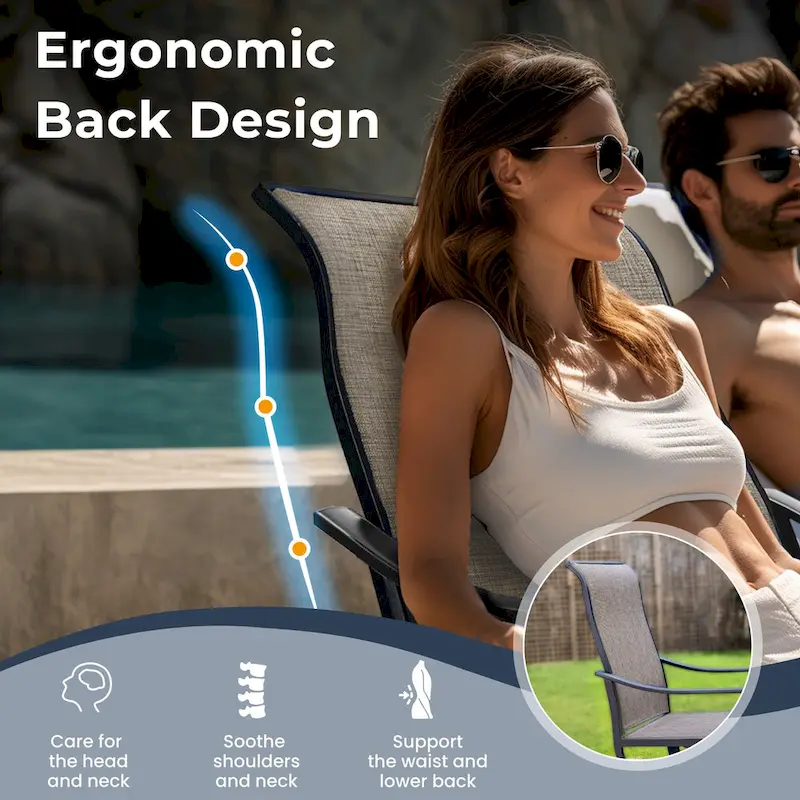 MAISONARTS 5 Piece Patio Dining Set,4 Sling Dining Swivel Chairs and 37  Square Metal Table with 1.57  Umbrella Hole