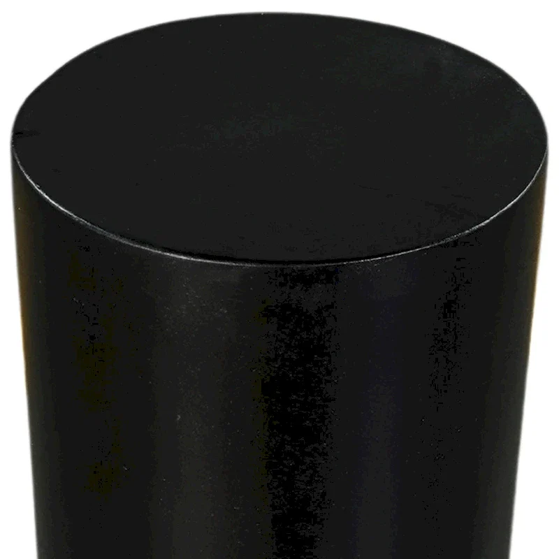 Tia 12 Inch Round Side End Table with Turned Pedestal Base, Mango Wood in Matte Black Finish