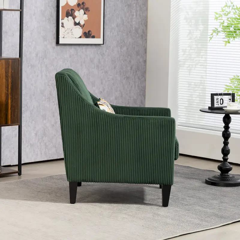 Emerald 26.77 Upholstered Arm Chair with Scooped Arms and Rubber Wood Legs