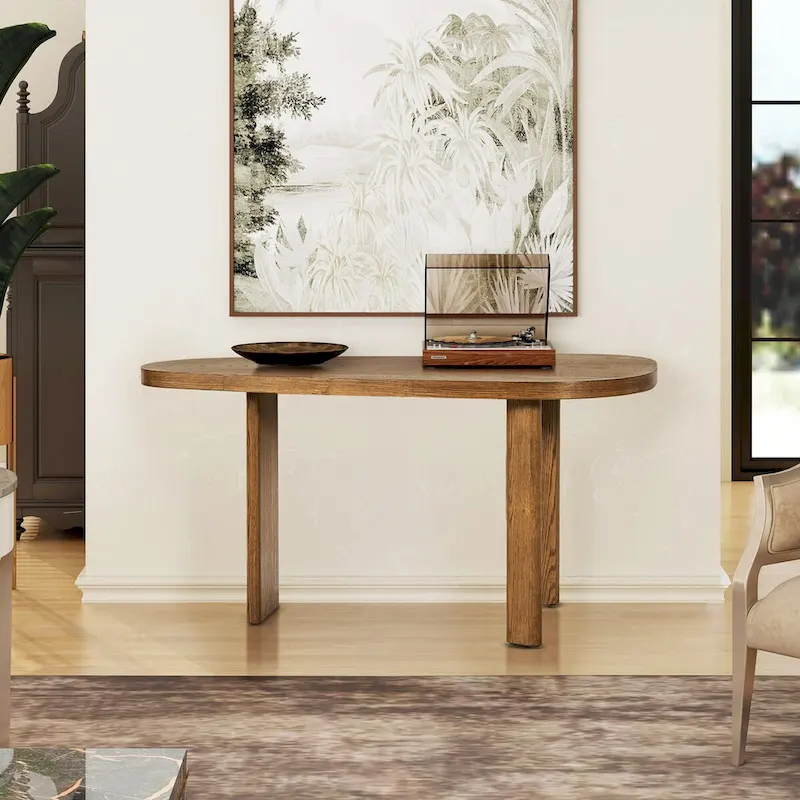 Melvin 60 Oak Wood Oblong Oval Console Table