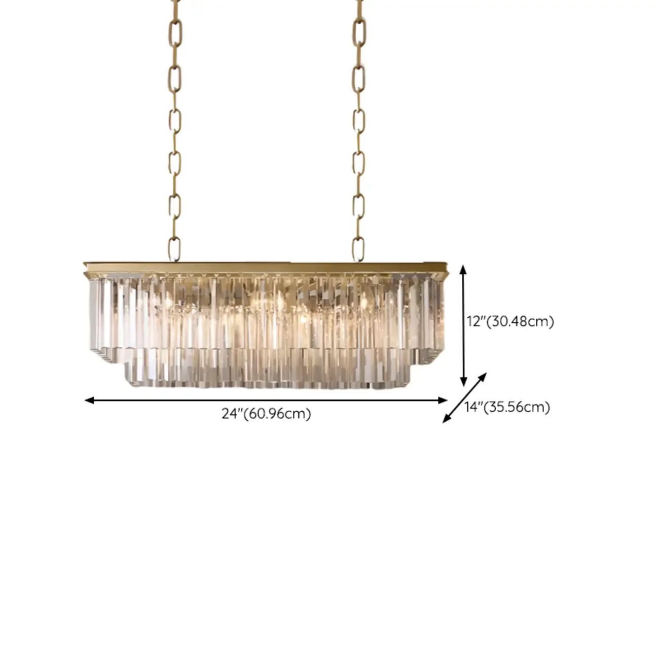 Modern Island Light 2 Tier Transparent Glass in Linear Shape
