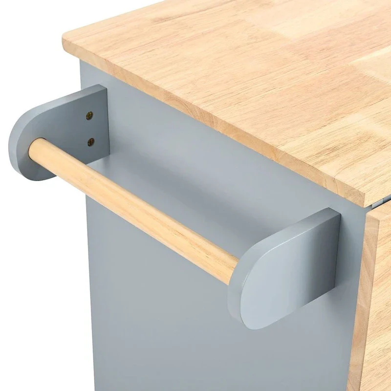 Kitchen Island Cart with Wheels ,Power Outlet, Drop Leaf, Wine Rack